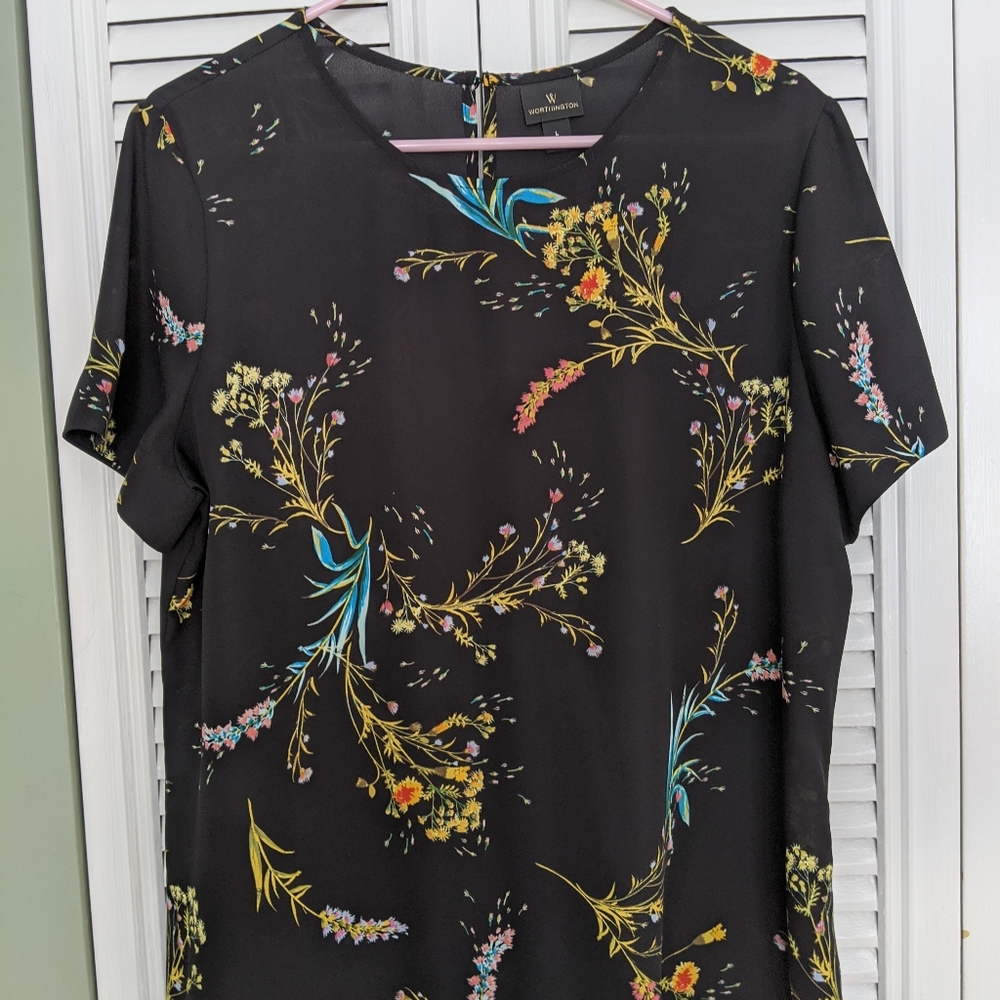 Black with floral short sleeve shirt